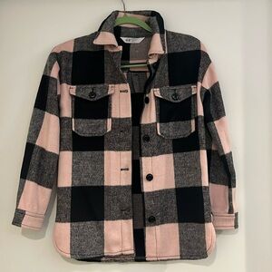 Girl plaid wool button down top